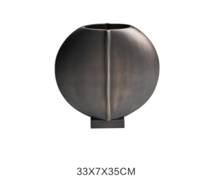 Black flat round flower vessel (3)