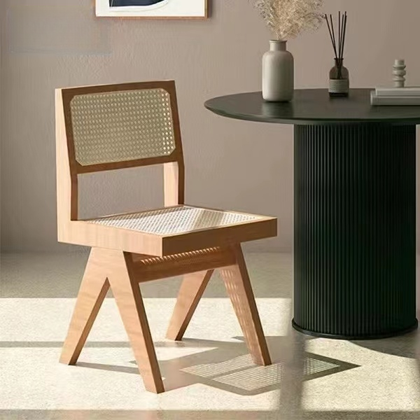 Solid wood backrest rattan chair