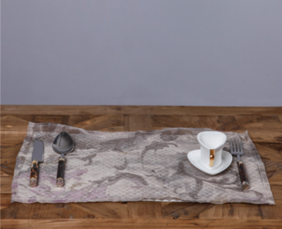 Light curry hemp yarn diagonal embroidered placemats